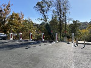 Row of Tesla Supercharger Stations in Jackson