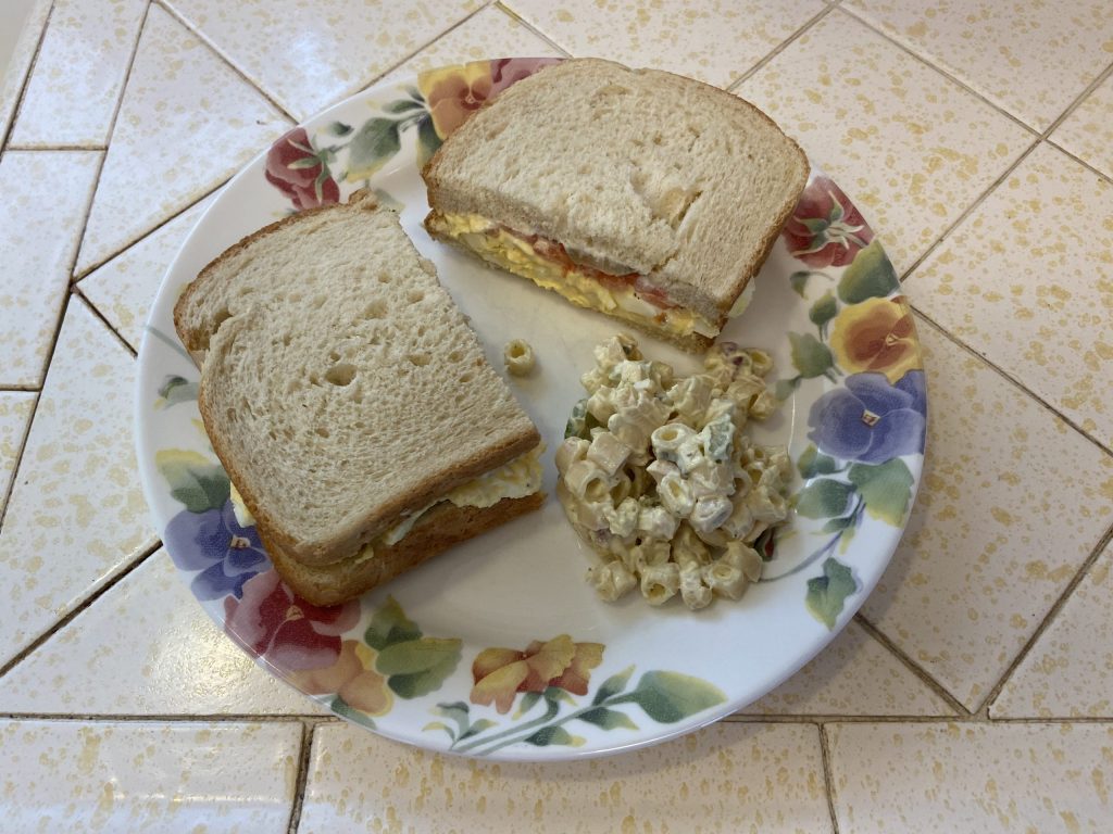 Mother Lode Market egg salad sandwich and macaroni salad