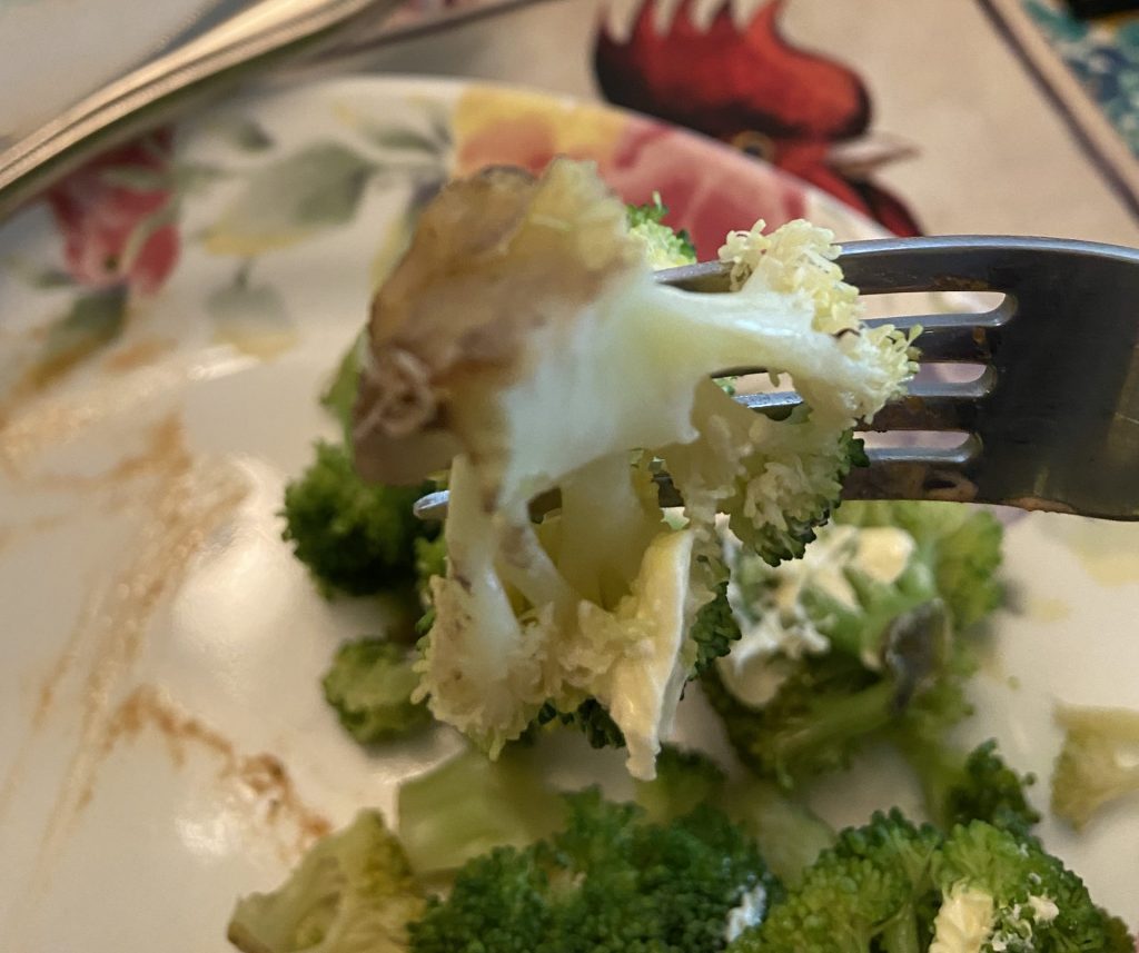 Discolored broccoli from BJs Restaurant and Brewhouse