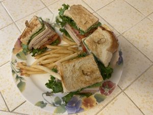 Marlene and Glen's Diner Club Sandwich with fries